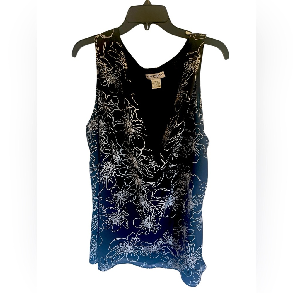 Notations Woman 3X Polyester Sleeveless Top
White & Black Floral Like new V-Neck